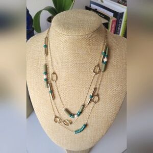 Gold & Green Fashion Necklace